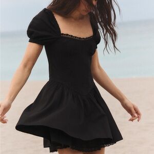 NWT ZARA SHORT POPLIN LACE DRESS SIZE XS